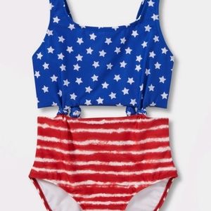 NWT Americana Stars & Striped One Piece Swimsuit Size 7/8